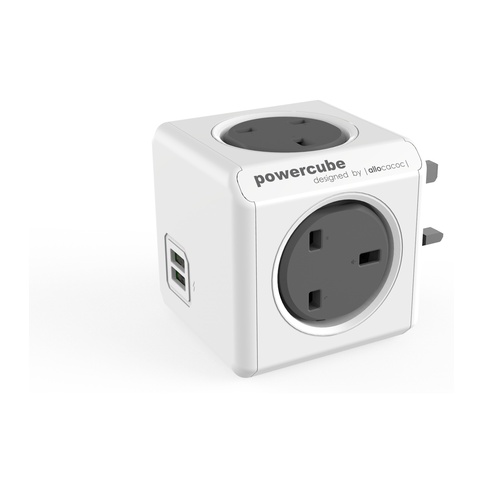 مكعب Allocacoc تقسيم 13 أمبير مع USB — رصاصي